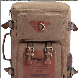 Mens Canvas Shoulder Military Messenger Sling Bag KAUKKO Brown U.S. Cattle